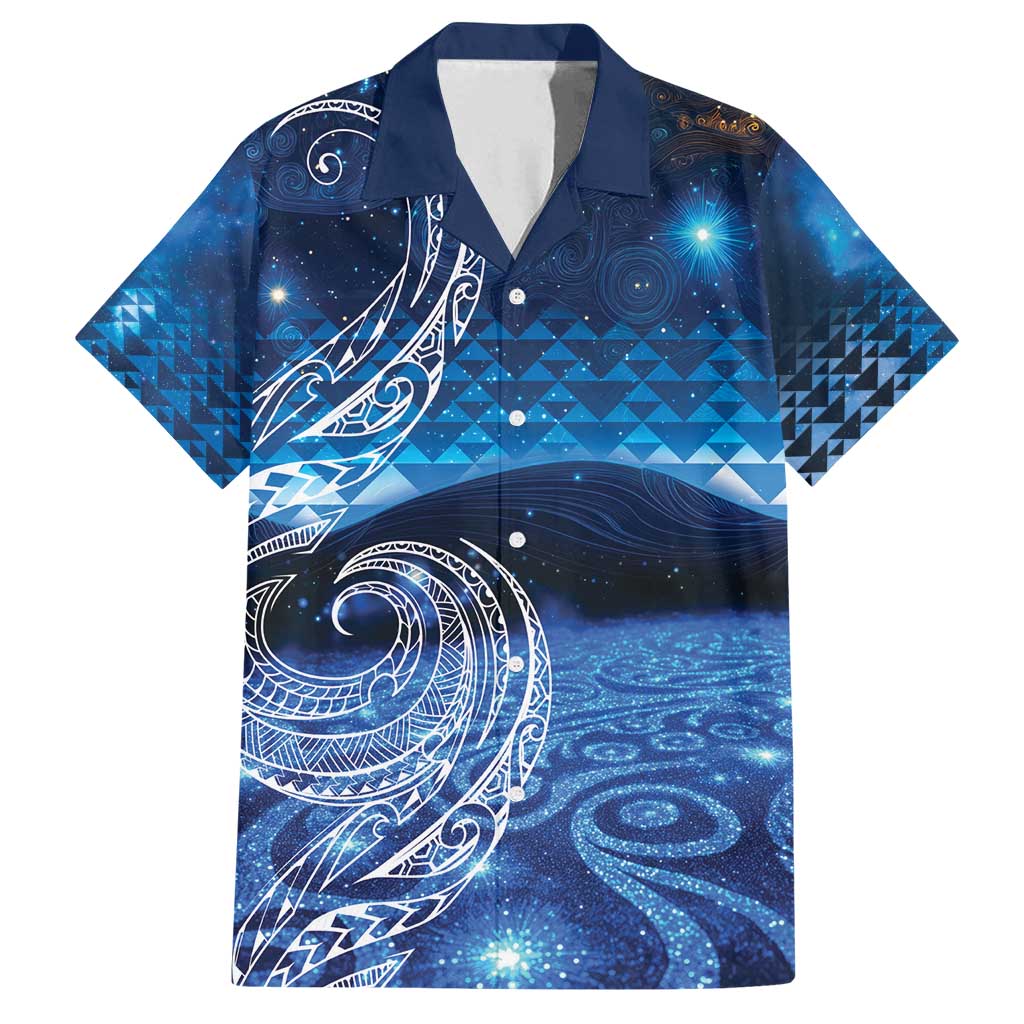 New Zealand Matariki Family Matching Tank Maxi Dress and Hawaiian Shirt Taniko Aramoana With Koru Galaxy Sky Night