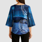 New Zealand Matariki Kimono Sleeve Blouse Taniko Aramoana With Koru Galaxy Sky Night - Aussie Hoodie