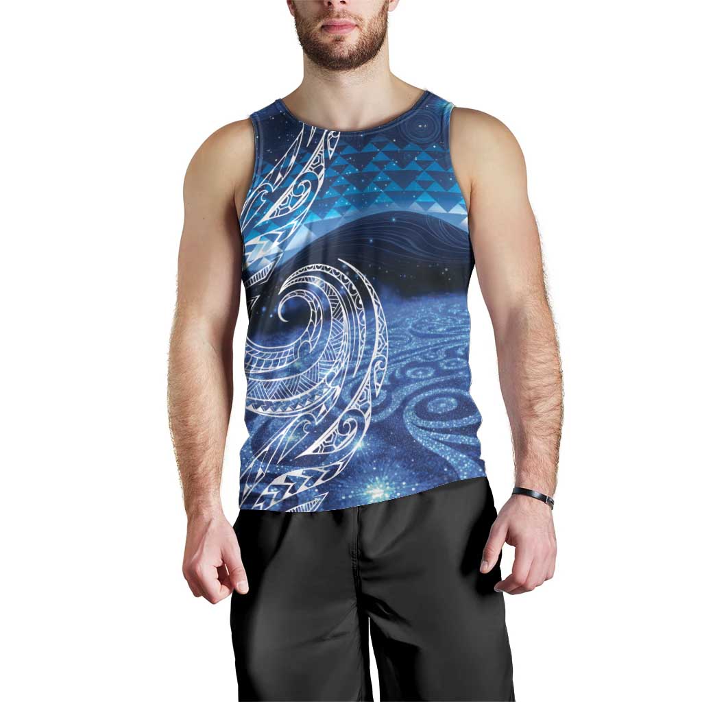 New Zealand Matariki Men Tank Top Taniko Aramoana With Koru Galaxy Sky Night
