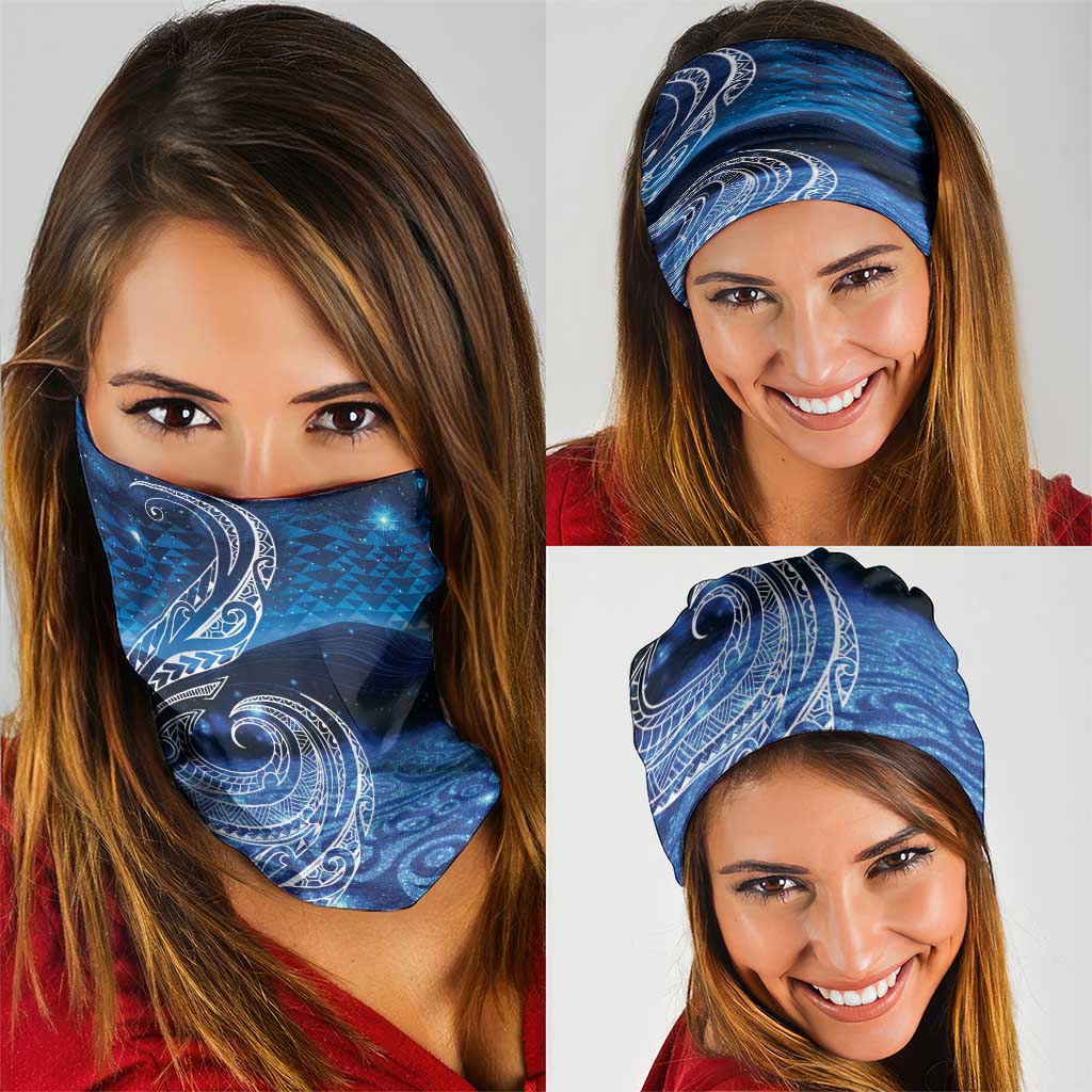 New Zealand Matariki Neck Gaiter Taniko Aramoana With Koru Galaxy Sky Night - Aussie Hoodie