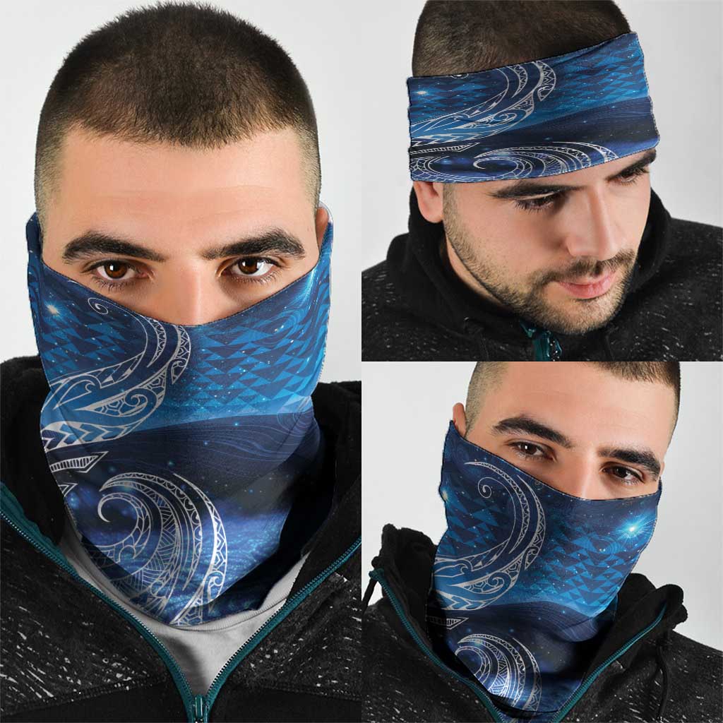 New Zealand Matariki Neck Gaiter Taniko Aramoana With Koru Galaxy Sky Night - Aussie Hoodie