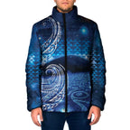 New Zealand Matariki Padded Jacket Taniko Aramoana With Koru Galaxy Sky Night - Aussie Hoodie
