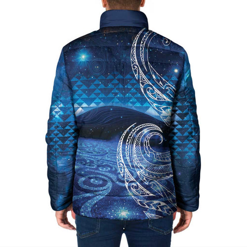 New Zealand Matariki Padded Jacket Taniko Aramoana With Koru Galaxy Sky Night - Aussie Hoodie