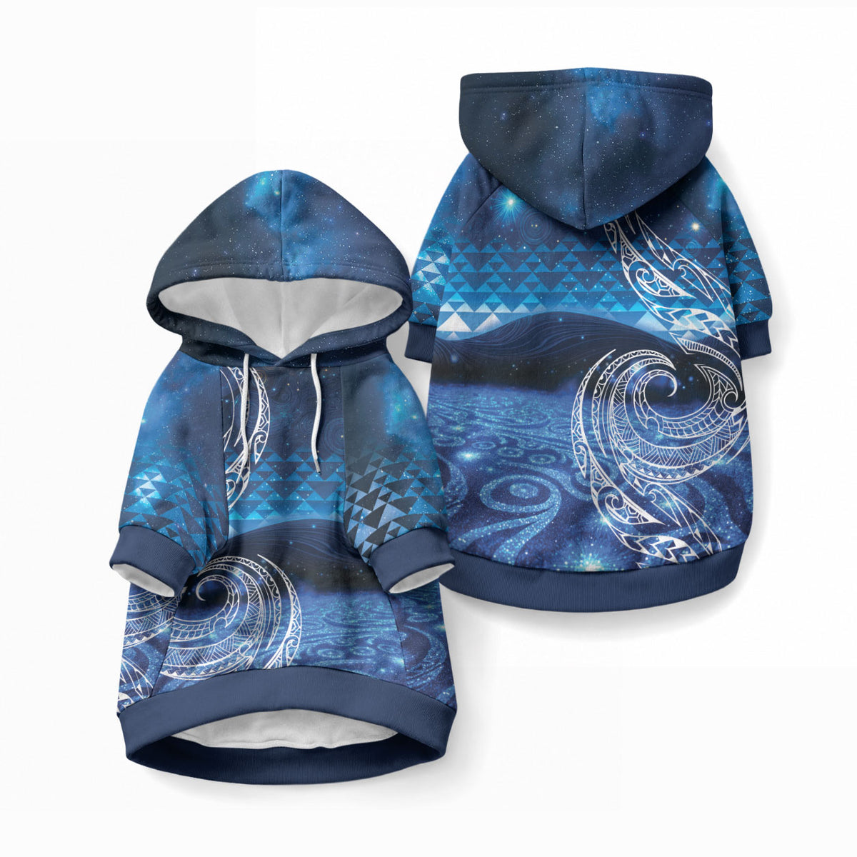 New Zealand Matariki Pet Hoodie Taniko Aramoana With Koru Galaxy Sky Night