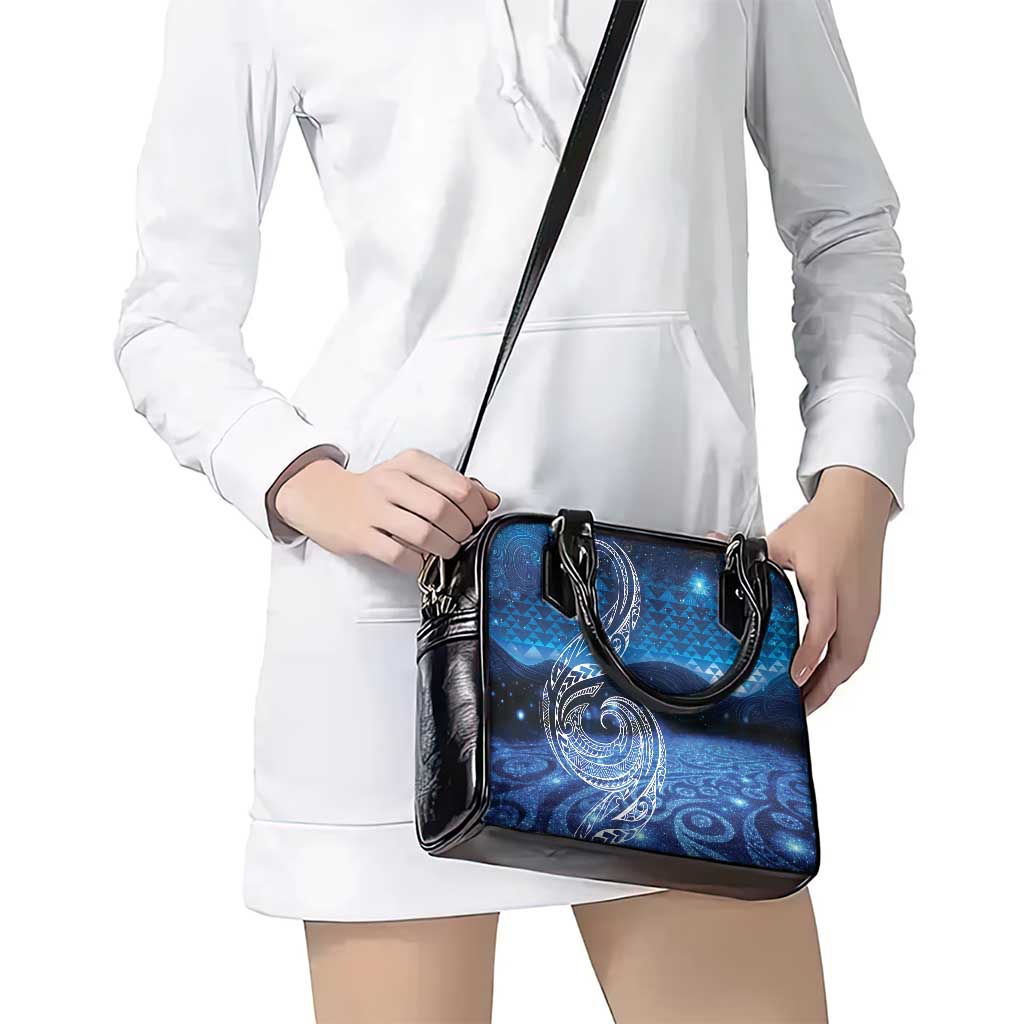 New Zealand Matariki Shoulder Handbag Taniko Aramoana With Koru Galaxy Sky Night