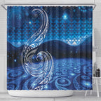 New Zealand Matariki Shower Curtain Taniko Aramoana With Koru Galaxy Sky Night
