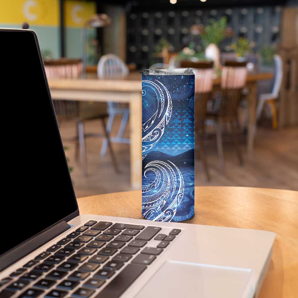 New Zealand Matariki Skinny Tumbler Taniko Aramoana With Koru Galaxy Sky Night