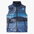 New Zealand Matariki Sleeveless Puffer Jacket Taniko Aramoana With Koru Galaxy Sky Night - Aussie Hoodie
