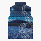 New Zealand Matariki Sleeveless Puffer Jacket Taniko Aramoana With Koru Galaxy Sky Night - Aussie Hoodie