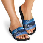 New Zealand Matariki Slide Sandals Taniko Aramoana With Koru Galaxy Sky Night - Aussie Hoodie