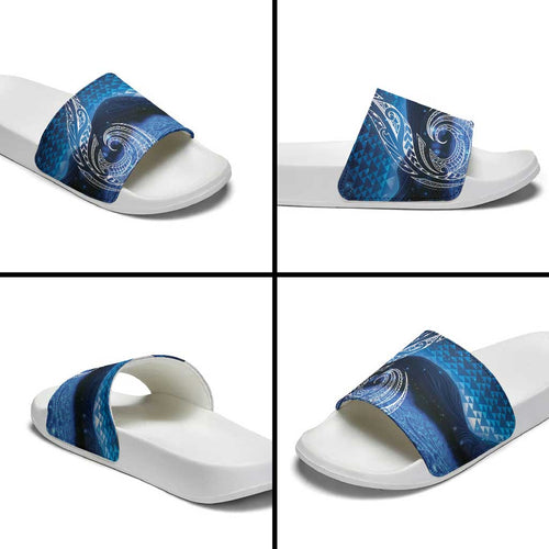New Zealand Matariki Slide Sandals Taniko Aramoana With Koru Galaxy Sky Night - Aussie Hoodie