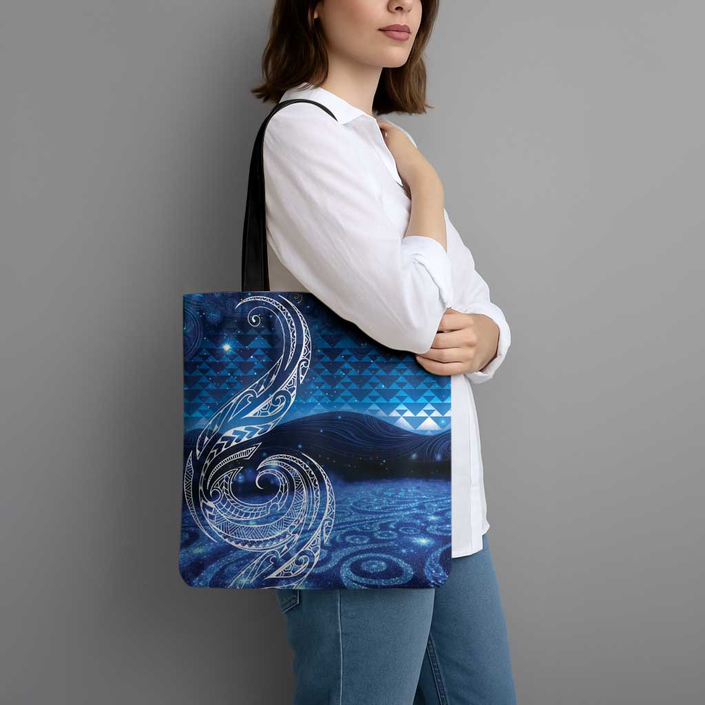 New Zealand Matariki Tote Bag Taniko Aramoana With Koru Galaxy Sky Night - Aussie Hoodie