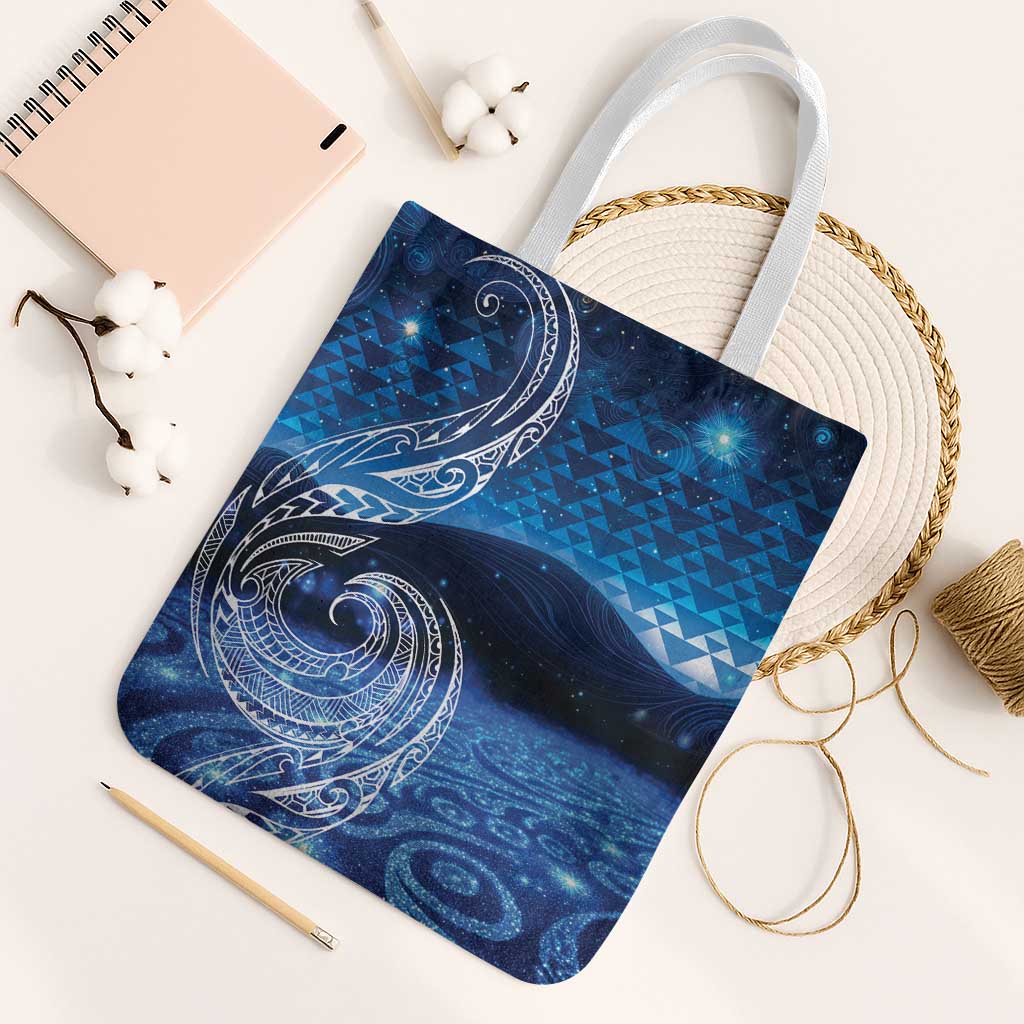 New Zealand Matariki Tote Bag Taniko Aramoana With Koru Galaxy Sky Night - Aussie Hoodie