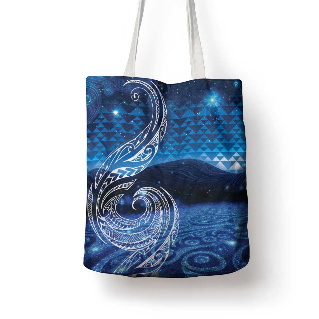 New Zealand Matariki Tote Bag Taniko Aramoana With Koru Galaxy Sky Night - Aussie Hoodie