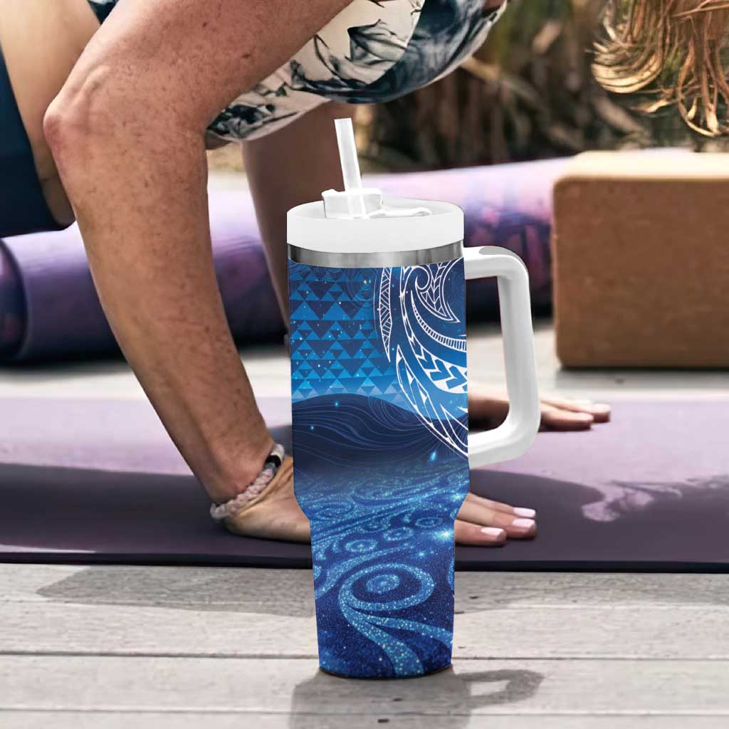 New Zealand Matariki Tumbler With Handle Taniko Aramoana With Koru Galaxy Sky Night