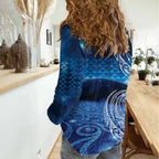New Zealand Matariki Women Casual Shirt Taniko Aramoana With Koru Galaxy Sky Night