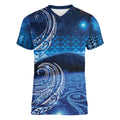 New Zealand Matariki Women V-Neck T-Shirt Taniko Aramoana With Koru Galaxy Sky Night