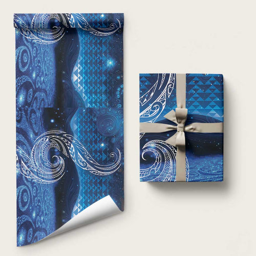 New Zealand Matariki Wrapping Paper Taniko Aramoana With Koru Galaxy Sky Night - Aussie Hoodie
