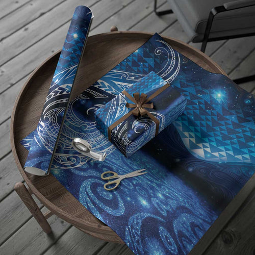 New Zealand Matariki Wrapping Paper Taniko Aramoana With Koru Galaxy Sky Night - Aussie Hoodie