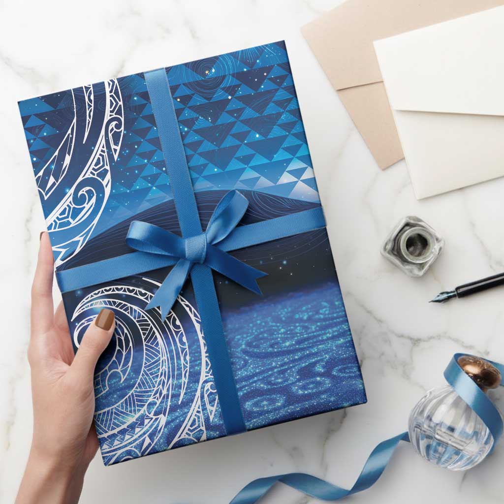 New Zealand Matariki Wrapping Paper Taniko Aramoana With Koru Galaxy Sky Night - Aussie Hoodie