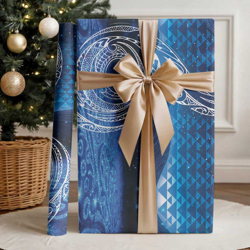 New Zealand Matariki Wrapping Paper Taniko Aramoana With Koru Galaxy Sky Night - Aussie Hoodie