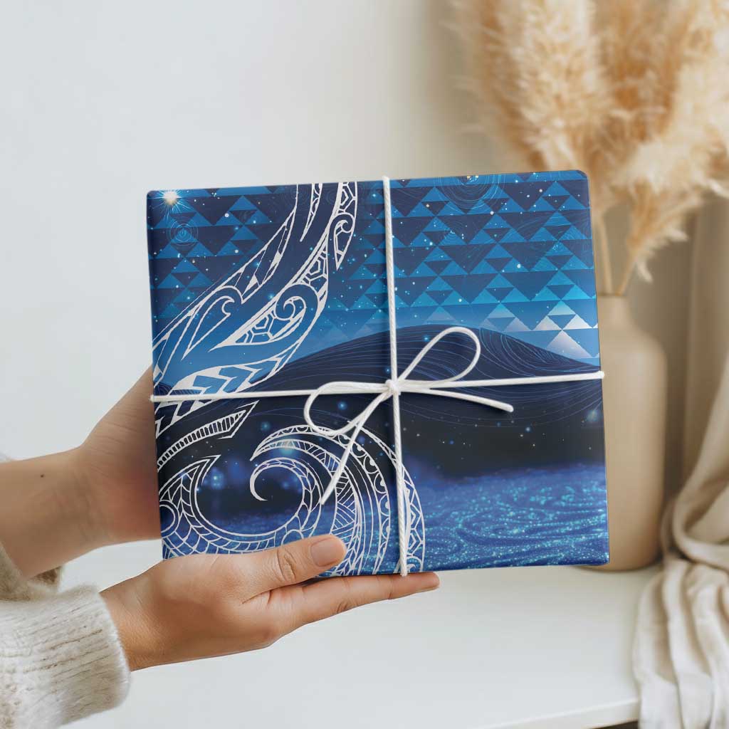New Zealand Matariki Wrapping Paper Taniko Aramoana With Koru Galaxy Sky Night - Aussie Hoodie