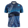 New Zealand Matariki Zipper Polo Shirt Taniko Aramoana With Koru Galaxy Sky Night - Aussie Hoodie