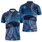 New Zealand Matariki Zipper Polo Shirt Taniko Aramoana With Koru Galaxy Sky Night - Aussie Hoodie