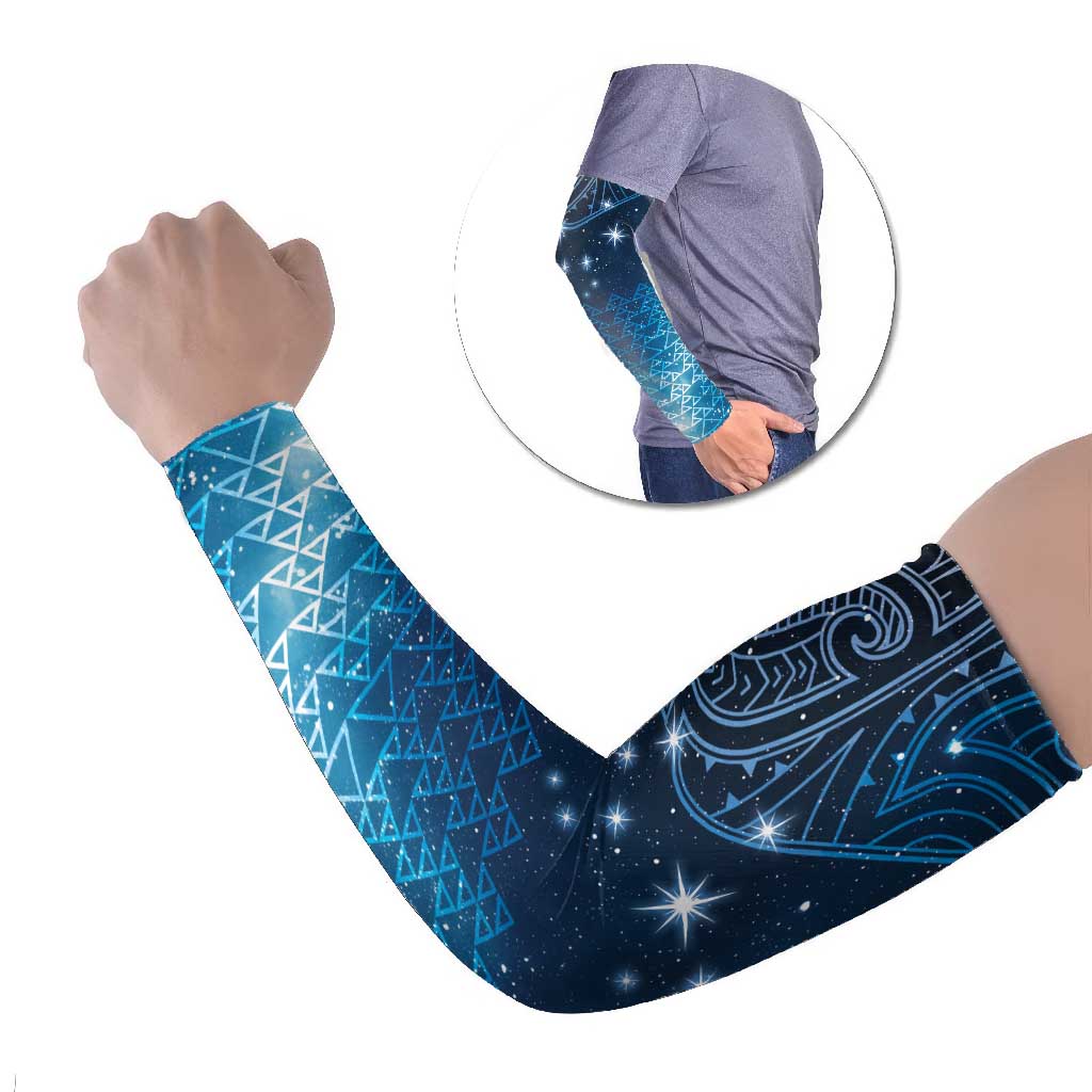 New Zealand Matariki Arm Sleeves Taniko Aramoana With Maori Galaxy Sky Night - Aussie Hoodie