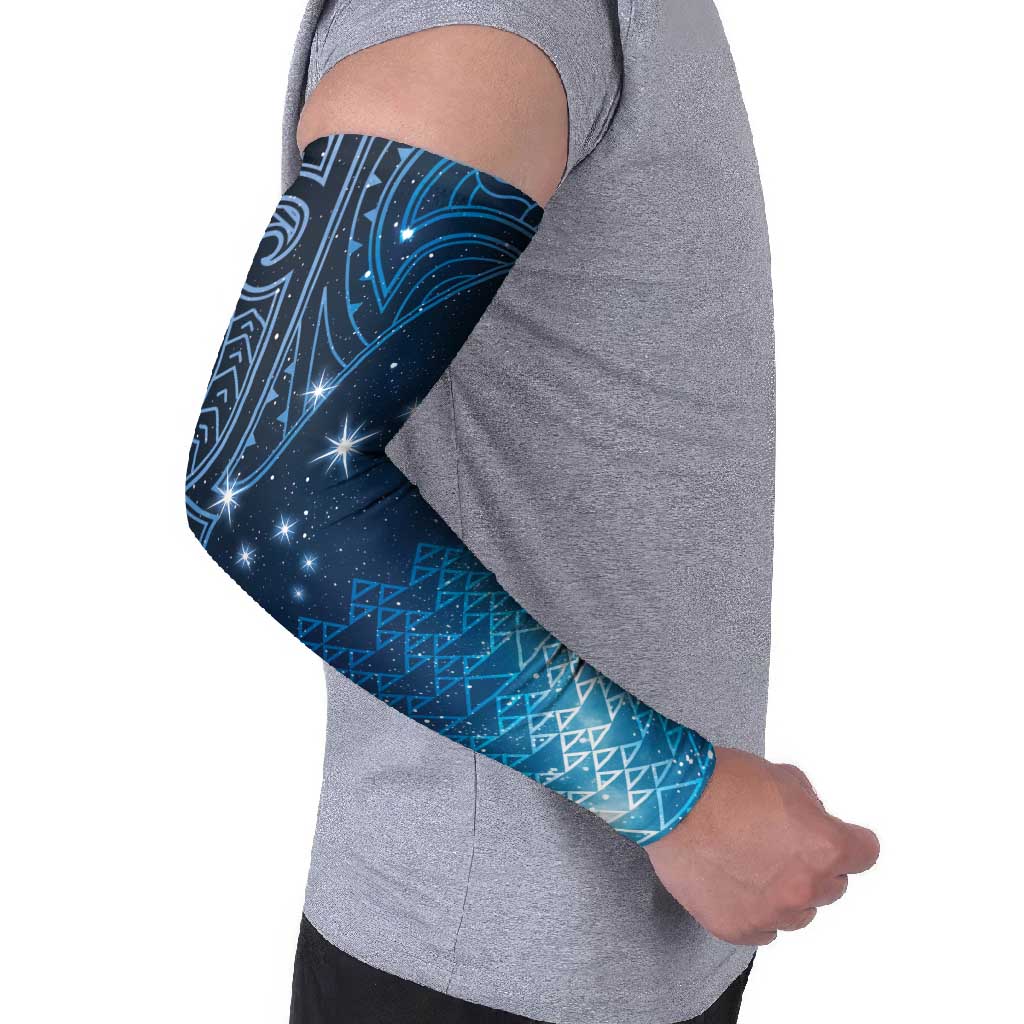 New Zealand Matariki Arm Sleeves Taniko Aramoana With Maori Galaxy Sky Night - Aussie Hoodie