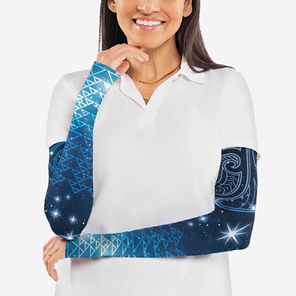New Zealand Matariki Arm Sleeves Taniko Aramoana With Maori Galaxy Sky Night - Aussie Hoodie