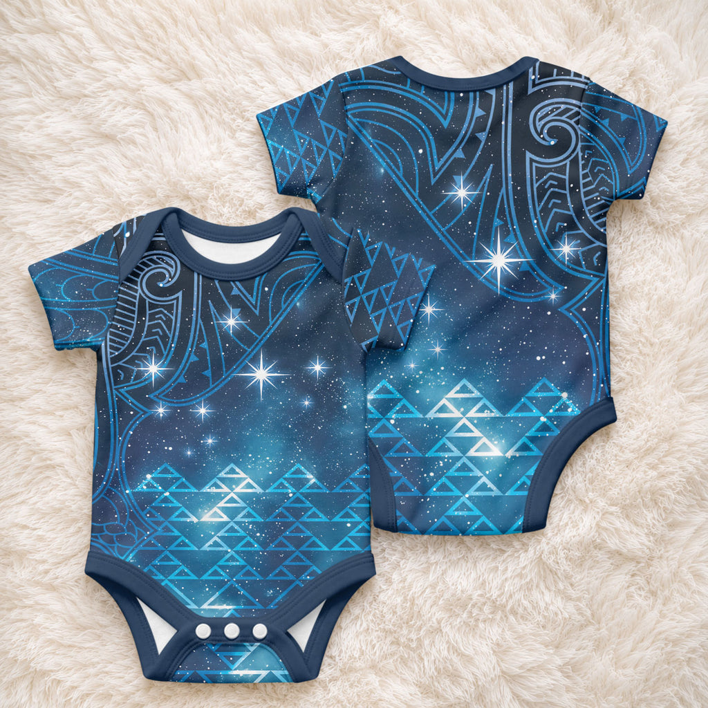 New Zealand Matariki Baby Onesie Taniko Aramoana With Maori Galaxy Sky Night
