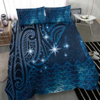 New Zealand Matariki Bedding Set Taniko Aramoana With Maori Galaxy Sky Night