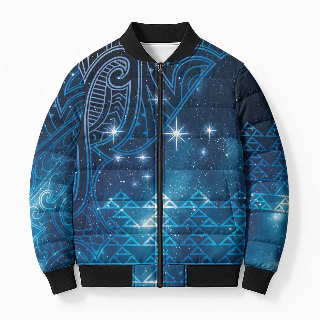 New Zealand Matariki Bomber Puffer Jacket Taniko Aramoana With Maori Galaxy Sky Night - Aussie Hoodie