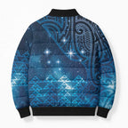New Zealand Matariki Bomber Puffer Jacket Taniko Aramoana With Maori Galaxy Sky Night - Aussie Hoodie