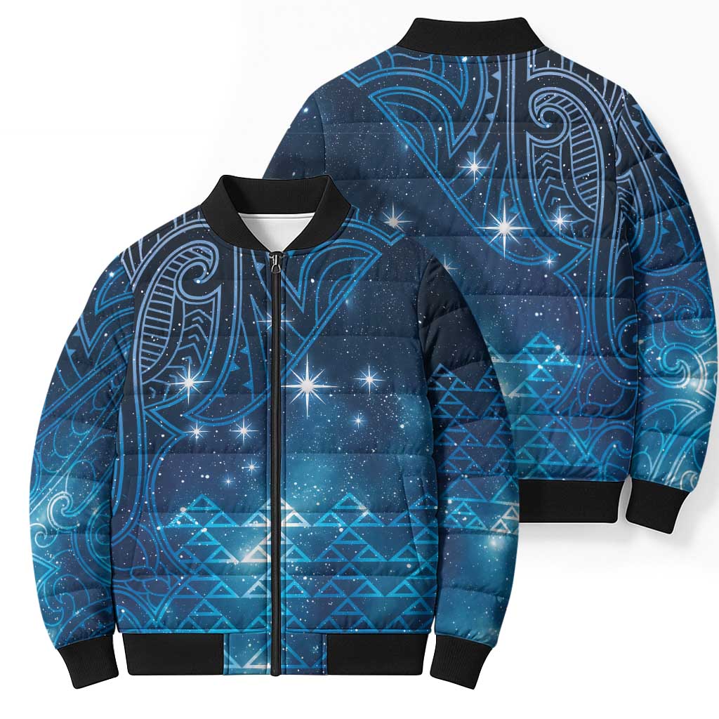 New Zealand Matariki Bomber Puffer Jacket Taniko Aramoana With Maori Galaxy Sky Night - Aussie Hoodie