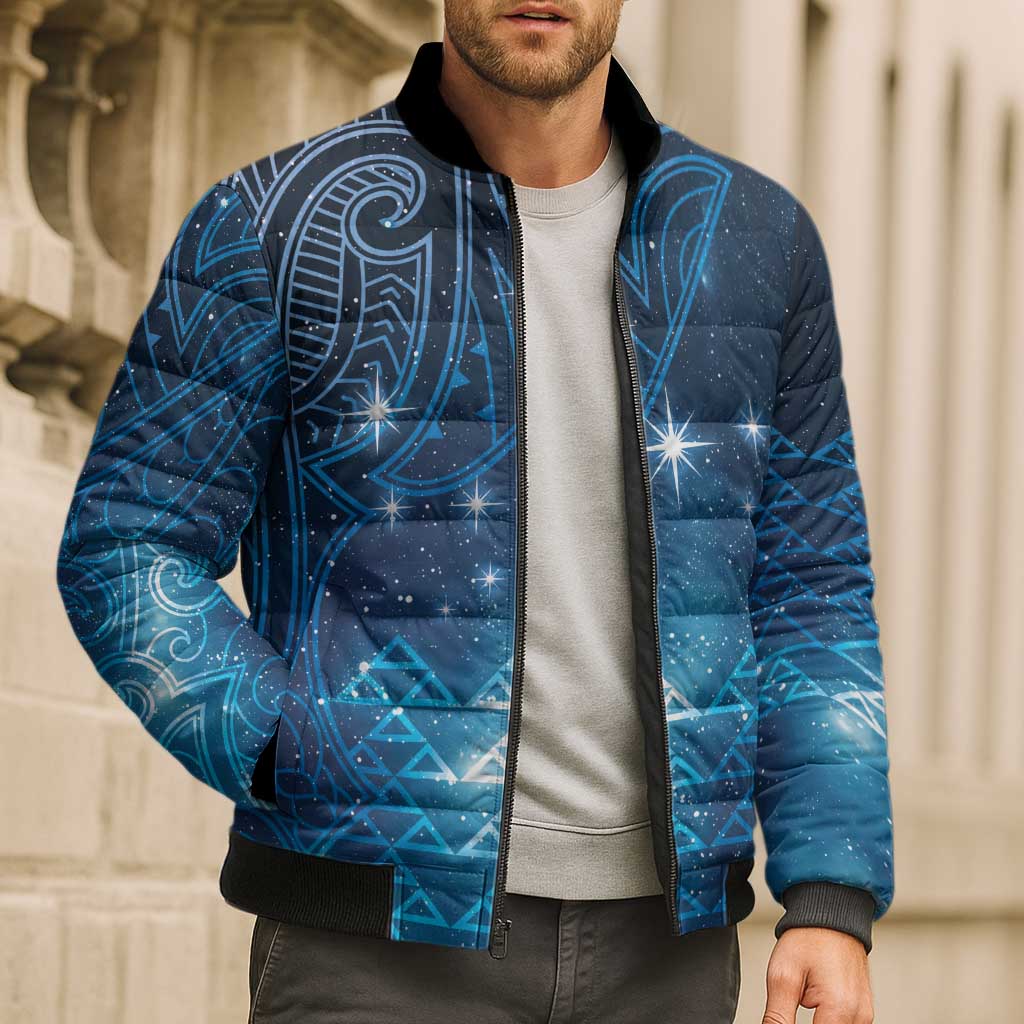 New Zealand Matariki Bomber Puffer Jacket Taniko Aramoana With Maori Galaxy Sky Night - Aussie Hoodie