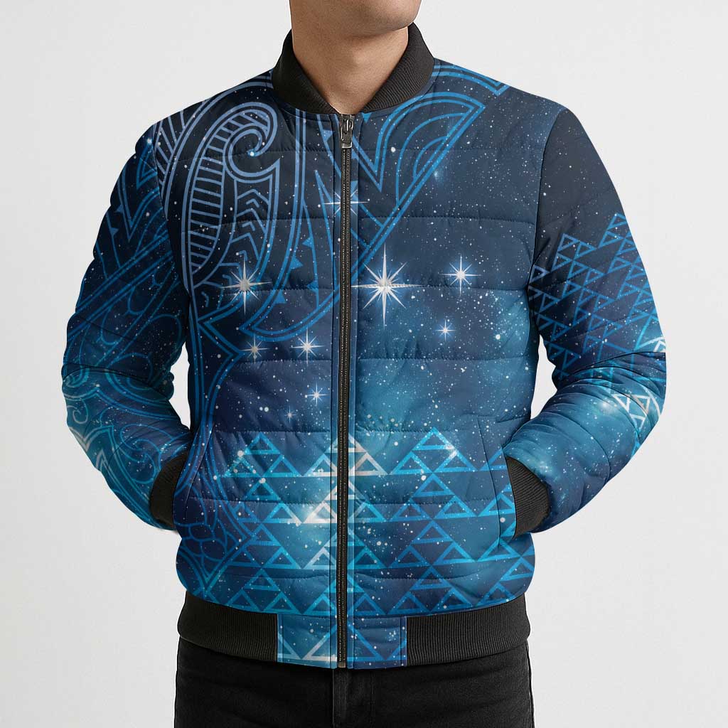 New Zealand Matariki Bomber Puffer Jacket Taniko Aramoana With Maori Galaxy Sky Night - Aussie Hoodie