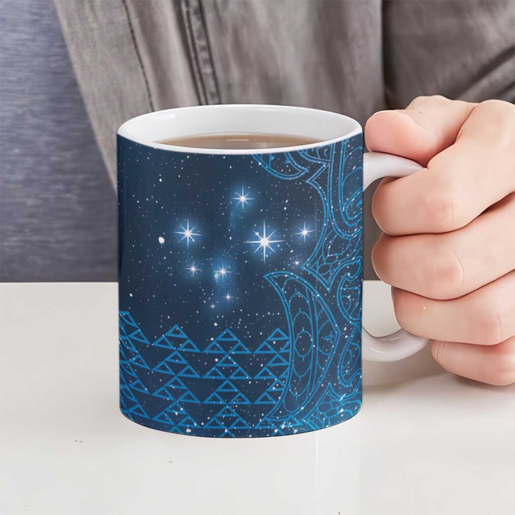 New Zealand Matariki Ceramic Mug Taniko Aramoana With Maori Galaxy Sky Night - Aussie Hoodie