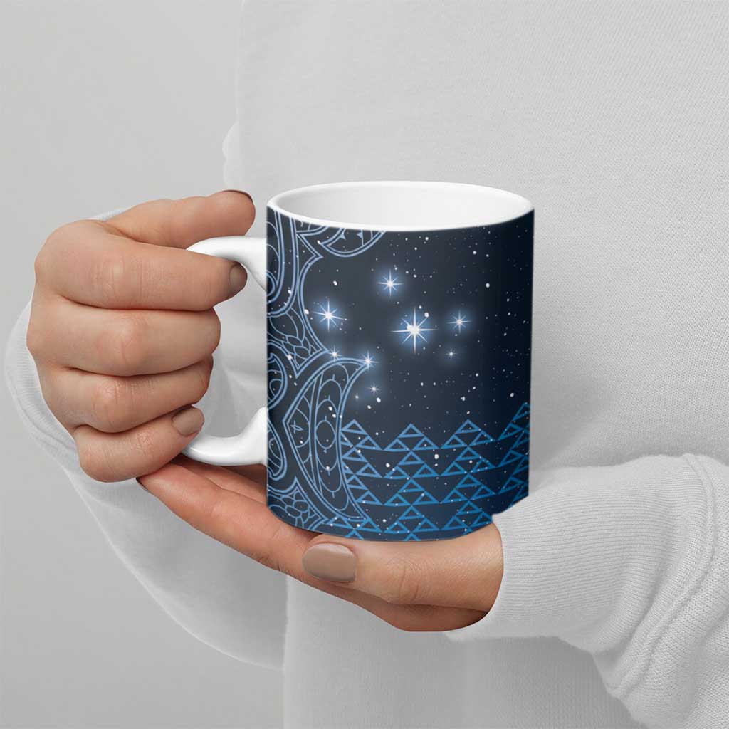 New Zealand Matariki Ceramic Mug Taniko Aramoana With Maori Galaxy Sky Night - Aussie Hoodie