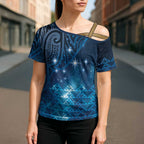 New Zealand Matariki Cross Shoulder Shirt Taniko Aramoana With Maori Galaxy Sky Night - Aussie Hoodie