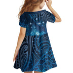 New Zealand Matariki Family Matching Mermaid Dress and Hawaiian Shirt Taniko Aramoana With Maori Galaxy Sky Night