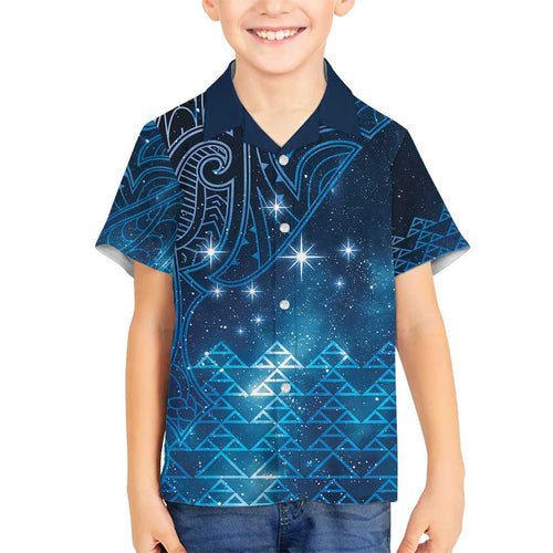 New Zealand Matariki Family Matching Off Shoulder Maxi Dress and Hawaiian Shirt Taniko Aramoana With Maori Galaxy Sky Night