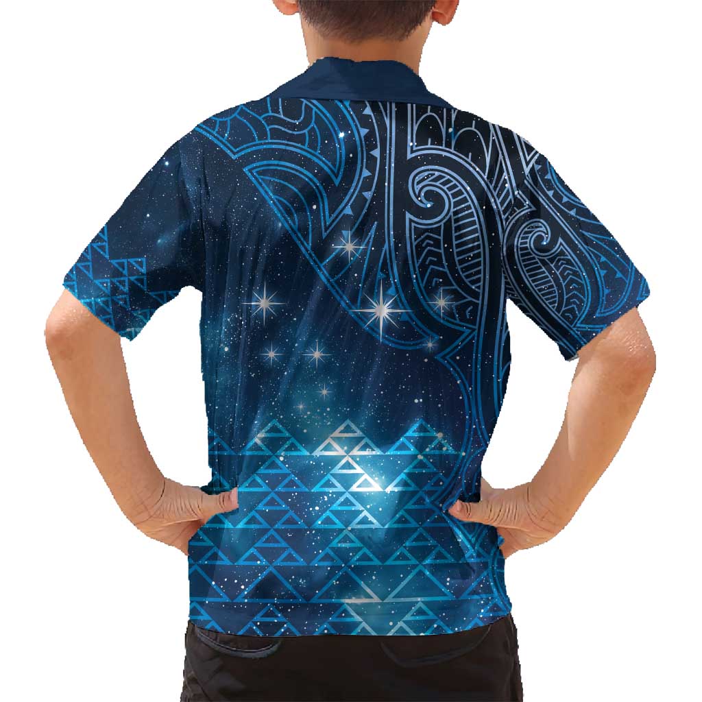 New Zealand Matariki Family Matching Off Shoulder Short Dress and Hawaiian Shirt Taniko Aramoana With Maori Galaxy Sky Night