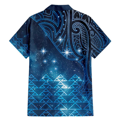 New Zealand Matariki Family Matching Off Shoulder Short Dress and Hawaiian Shirt Taniko Aramoana With Maori Galaxy Sky Night