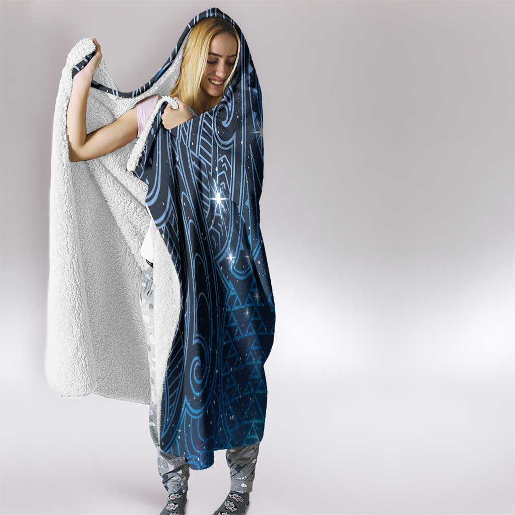 New Zealand Matariki Hooded Blanket Taniko Aramoana With Maori Galaxy Sky Night