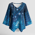 New Zealand Matariki Kimono Sleeve Blouse Taniko Aramoana With Maori Galaxy Sky Night - Aussie Hoodie