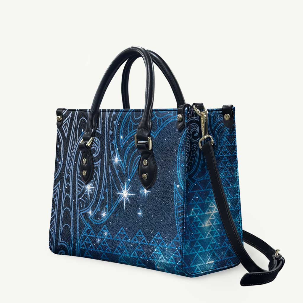 New Zealand Matariki Leather Bag Taniko Aramoana With Maori Galaxy Sky Night - Aussie Hoodie
