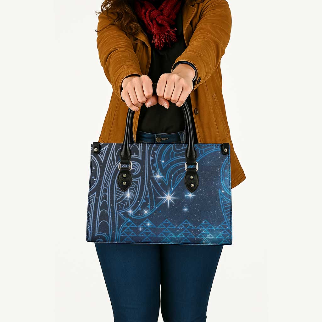 New Zealand Matariki Leather Bag Taniko Aramoana With Maori Galaxy Sky Night - Aussie Hoodie