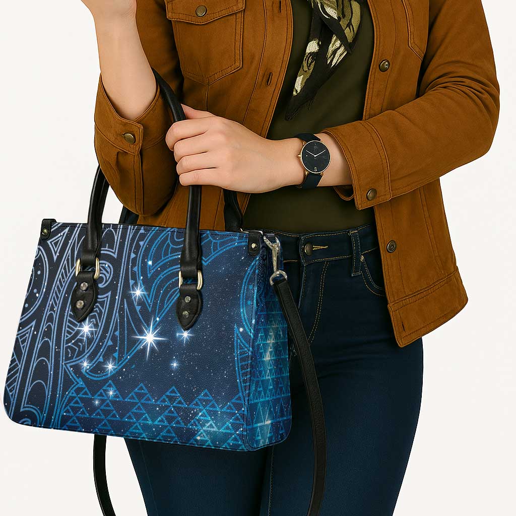 New Zealand Matariki Leather Bag Taniko Aramoana With Maori Galaxy Sky Night - Aussie Hoodie